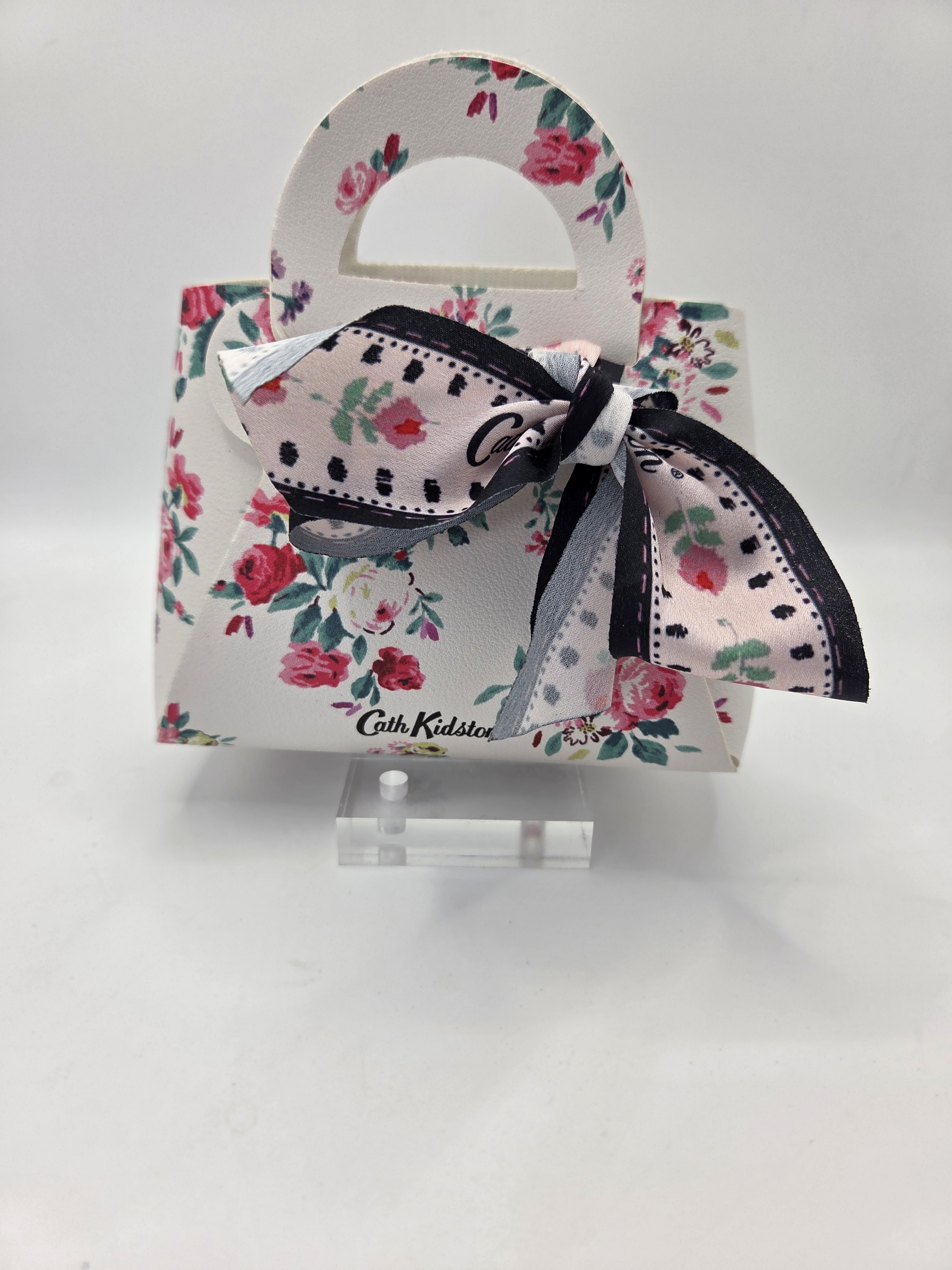 Cath Kidston White Pink Floral Mini Compact Coin Tote Bag